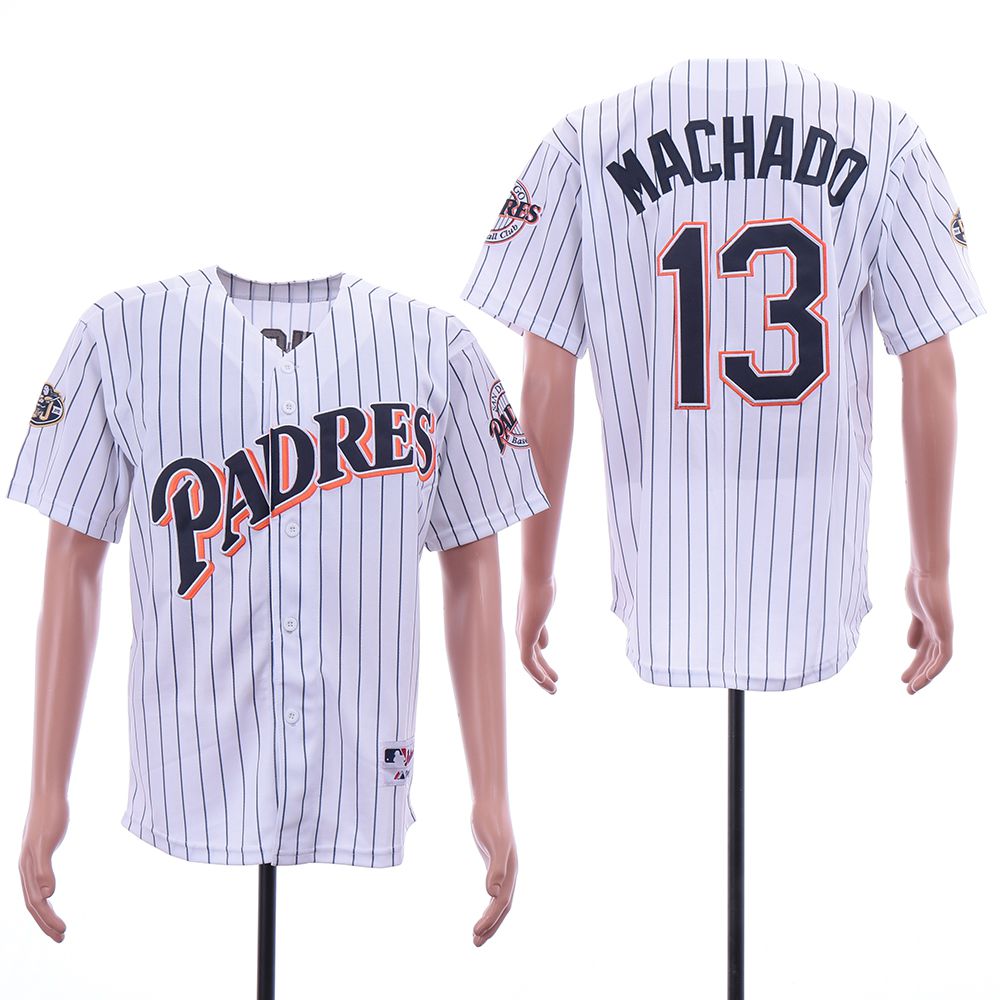 Men San Diego Padres 13 Machado White MLB Jerseys